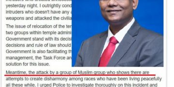 EXCO DAP MENUDUH ‘KUMPULAN MUSLIM’ MERUSUH DI KUIL SRI MARIAMMAN