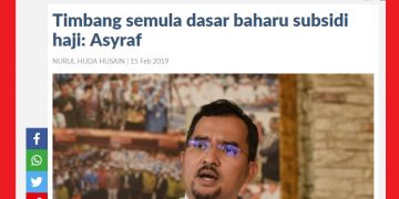 DASAR BAHARU SUBSIDI HAJI PERLU LEBIH ADIL
