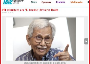 DAIM KATA MENTERI KABINET UMPAMA PEMANDU LESEN ‘L’
