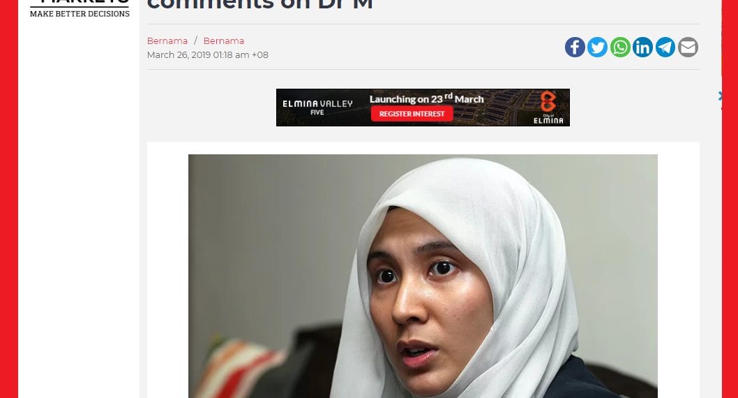 NURUL IZZAH TIDAK SEPATUTNYA KRITIK TUN MAHATHIR