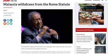 TUN MAHATHIR: MALAYSIA TARIK DIRI DARI PERJANJIAN STATUT ROM