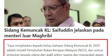 ISU KL SUMMIT: SAIFUDDIN PERLU DEDAHKAN IDENTITI NGO YANG ‘LEBIH BERKUASA’ DARI KERAJAAN