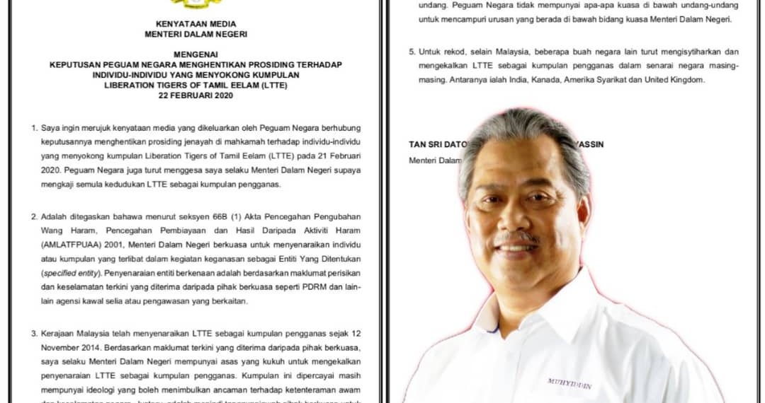 KENYATAAN MEDIA MENTERI DALAM NEGERI MENGENAI KEPUTUSAN PEGUAM NEGARA MENGHENTIKAN PROSIDING