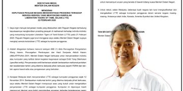 KENYATAAN MEDIA MENTERI DALAM NEGERI MENGENAI KEPUTUSAN PEGUAM NEGARA MENGHENTIKAN PROSIDING