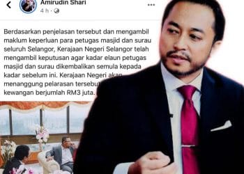 MENTERI BESAR SELANGOR U-TURN KEPUTUSAN POTONG ELAUN MASJID