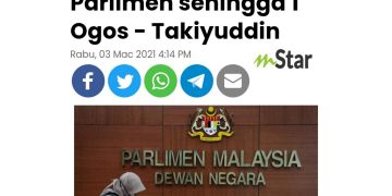 KENYATAAN “PARLIMEN TIDAK BERSIDANG SEHINGGA OGOS” BERTENTANGAN TITAH YDP AGONG?