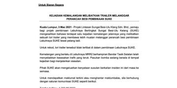 TRELER REMPUH JAMBATAN LEBUH RAYA SUKE, DUA MAUT