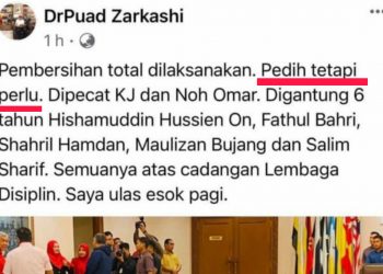 KUMPULAN UMNO KHIANAT AKHIRNYA ‘DIBERSIHKAN’