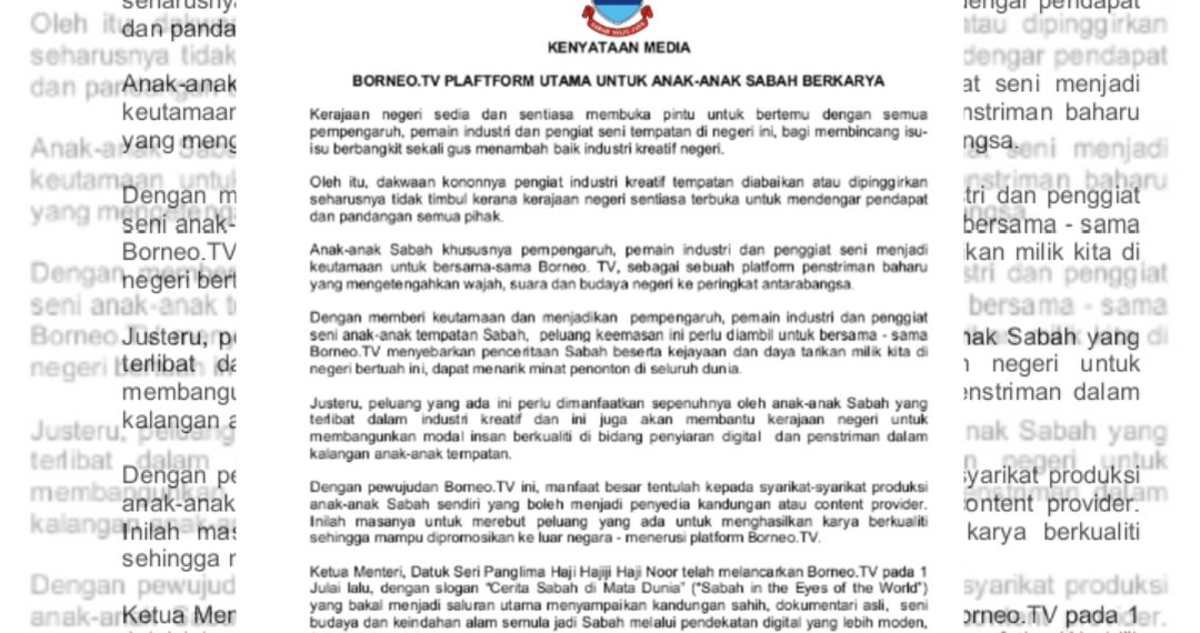 BORNEO.TV PLAFTFORM UTAMA UNTUK ANAK-ANAK SABAH BERKARYA